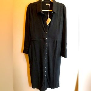 NWT Faherty Women Legend Sweater Long Dress. Size M. HBT-Heathered Black Twill